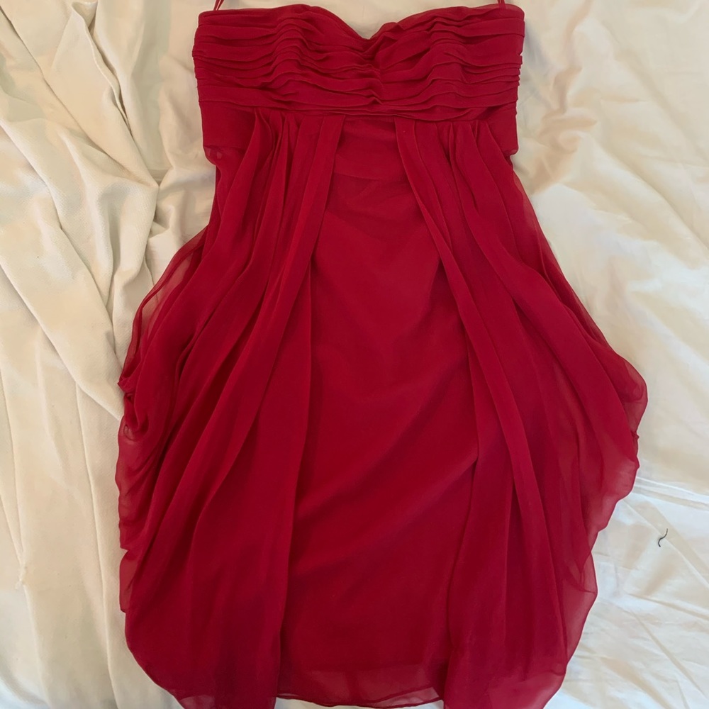 Ted Baker Strapless Gathered Red Dress Sz 3